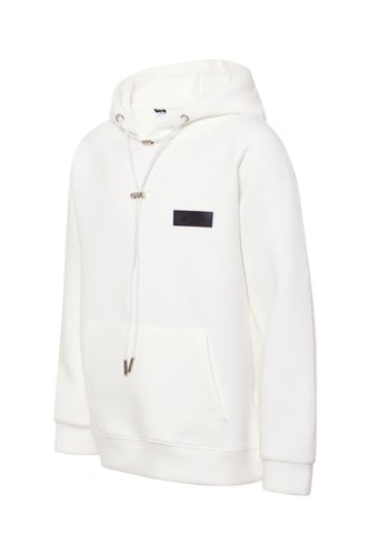 هودي أوفرسايز برباط للأطفال للجنسين - أوف وايت