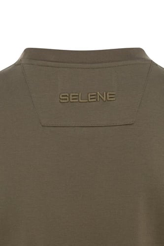 تيشيرت أوفرسايز بشعار مطرز على الصدر للجنسين - زيت...