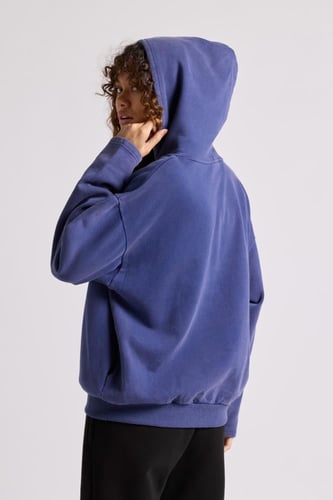 هودي بقصة واسعة Acid Wash للجنسين أزرق غامق