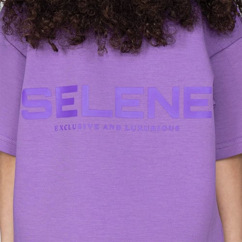 تيشيرت بشعار سيلين من الخلف للأطفال (بنفسجي)