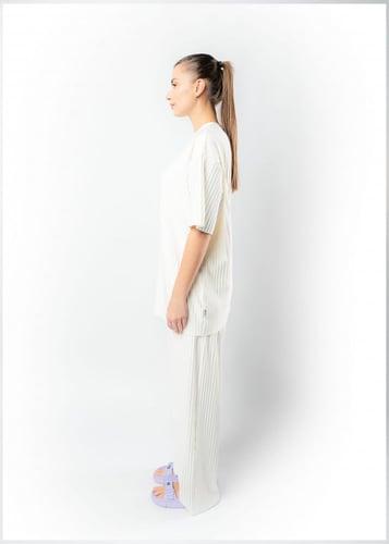 بنطلون واسع الساق للجنسين اوف وايت