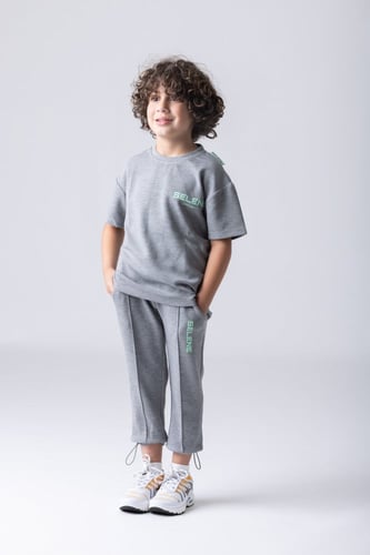 تيشيرت ليمتد أديشن بقصة واسعة للأطفال غراي
