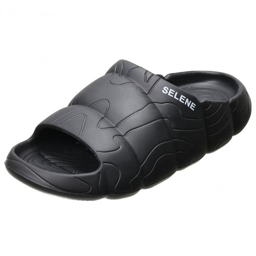 شبشب مفتوح من الأمام بنعل مطاطي مموج - اسود