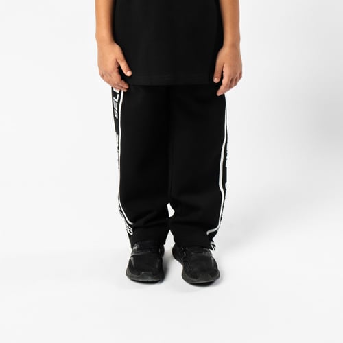 بنطلون اسود بقصة مستقيمة للأطفال مع حزام خصر وأربط...