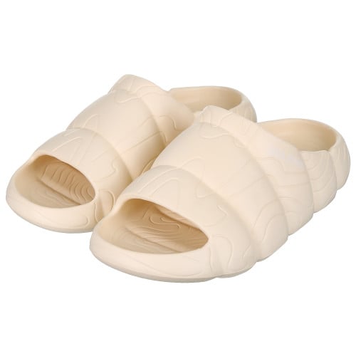 شبشب مفتوح من الأمام بنعل مطاطي مموج - بيج فاتح