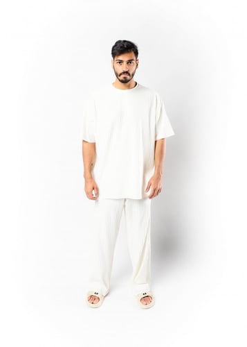 بنطلون واسع الساق للجنسين اوف وايت