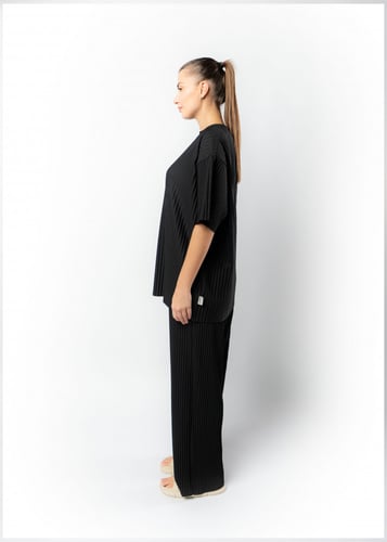 بنطلون واسع الساق للجنسين اسود