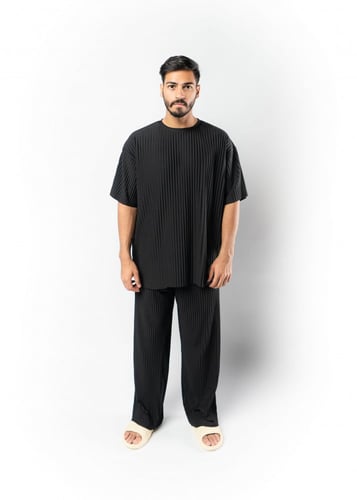 بنطلون واسع الساق للجنسين اسود