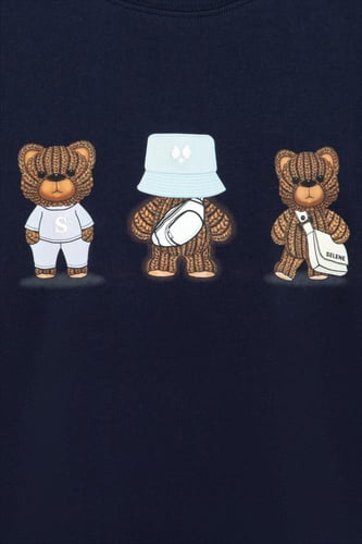 تيشيرت بقصة عادية للأطفال بطباعة ثلاثية دببة كرتون...