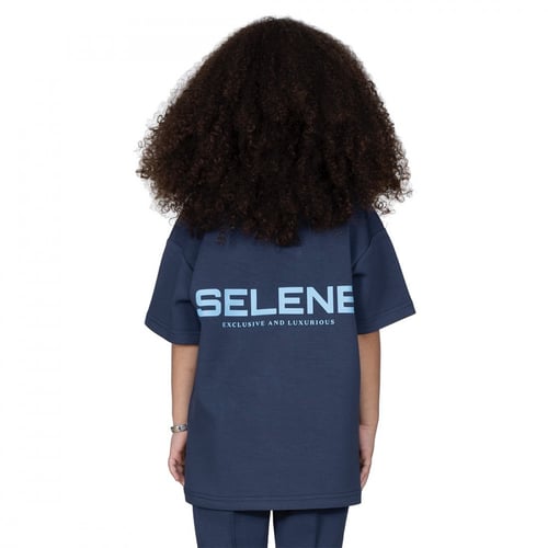 تيشيرت بشعار سيلين من الخلف للأطفال (ازرق)