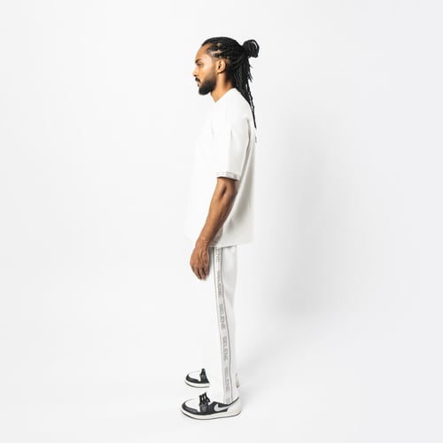 بنطلون اوف وايت مستقيم الساق للجنسين مع حزام خصر و...