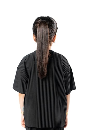 تيشرت واسع للأطفال للجنسين اسود