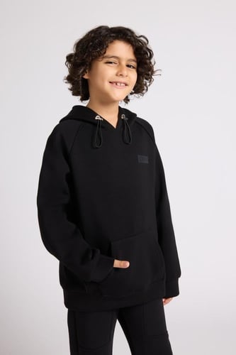 هودي كاجوال أوفرسايز للأطفال للجنسين - أسود