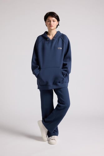 هودي كاجوال أوفرسايز للجنسين - أزرق داكن