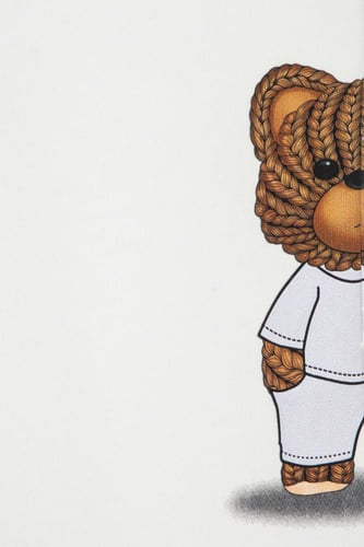 تيشيرت بقصة عادية للأطفال بشعار SELENE وتفصيل دب ج...