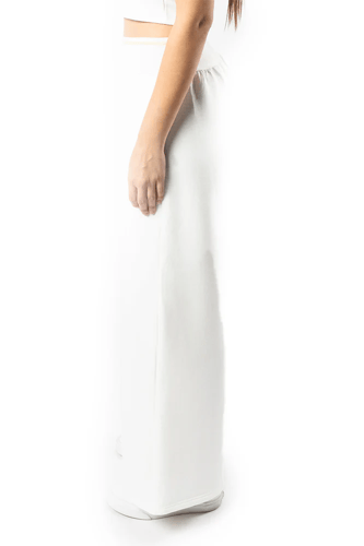 بنطلون نسائي اوف وايت واسع الساق مع حزام خصر مطبوع...