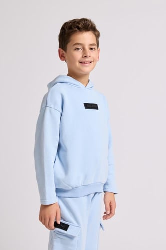 هودي بقصة واسعة Acid Wash للأطفال أزرق فاتح