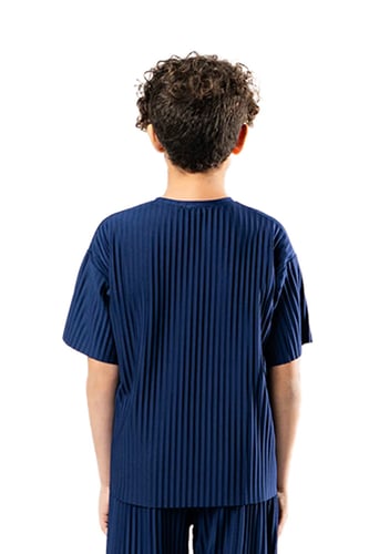 تيشرت واسع للأطفال للجنسين ازرق غامق