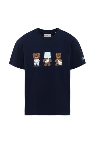 تيشيرت بقصة عادية للأطفال بطباعة ثلاثية دببة كرتون...