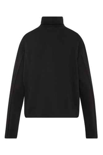 بلوفر بقصة واسعة ورقبة عالية للجنسين أسود