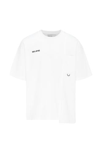 تيشيرت أوفرسايز بجيب وخياطة غير متماثلة للجنسين -...