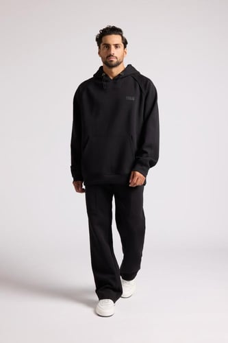 بنطلون كاجوال أوفرسايز للجنسين - أسود