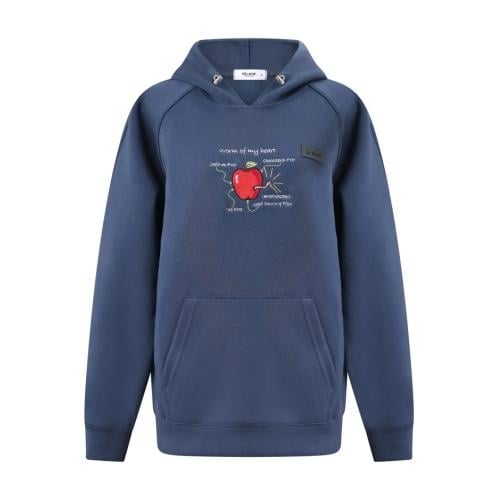 هودي كاجوال أوفرسايز للجنسين بتطريز خاص - أزرق داك...