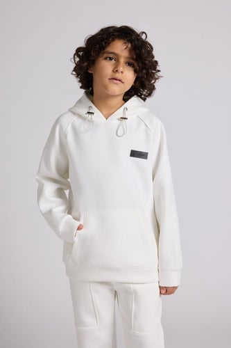 هودي كاجوال أوفرسايز للأطفال للجنسين - أوف وايت