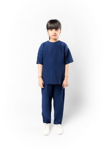 تيشرت واسع للأطفال للجنسين ازرق غامق