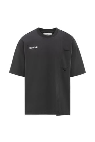 تيشيرت أوفرسايز بجيب وخياطة غير متماثلة للجنسين -...