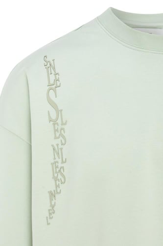 تيشيرت أوفرسايز مطرز بتصميم بسيط للجنسين - أخضر فا...