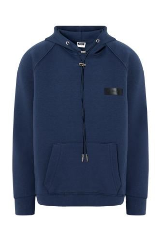 هودي أوفرسايز برباط للأطفال للجنسين - أزرق داكن