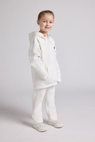 هودي كاجوال أوفرسايز للأطفال للجنسين - أوف وايت