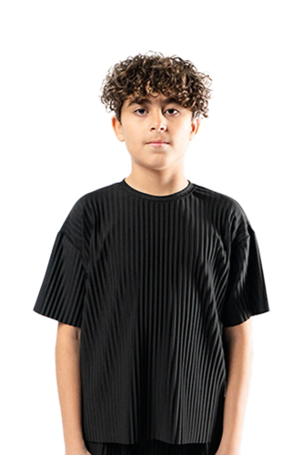 تيشرت واسع للأطفال للجنسين اسود