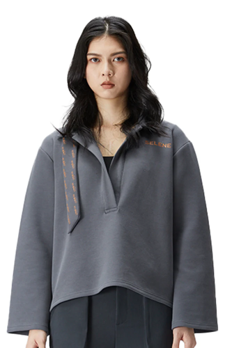 بولو بقصة وأكمام واسعة للنساء رمادي