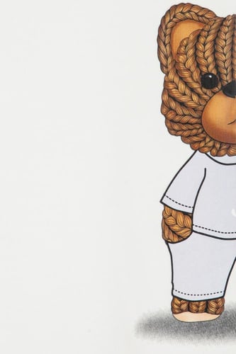 تيشيرت واسع للجنسين بشعار SELENE وتفصيل دب جانبي -...