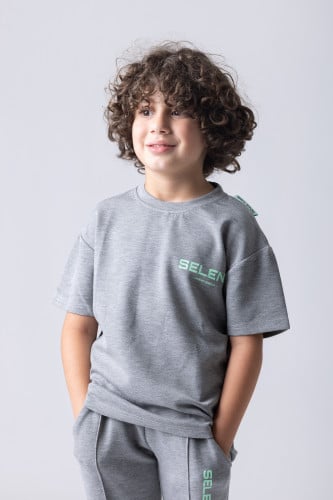 تيشيرت ليمتد أديشن بقصة واسعة للأطفال غراي