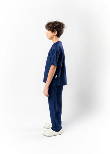 تيشرت واسع للأطفال للجنسين ازرق غامق