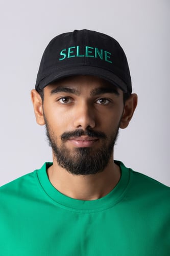 كاب أواي أسود بشعار أخضر