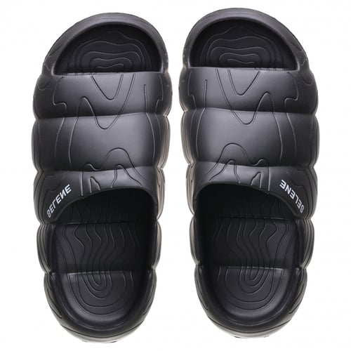 شبشب مفتوح من الأمام بنعل مطاطي مموج - اسود