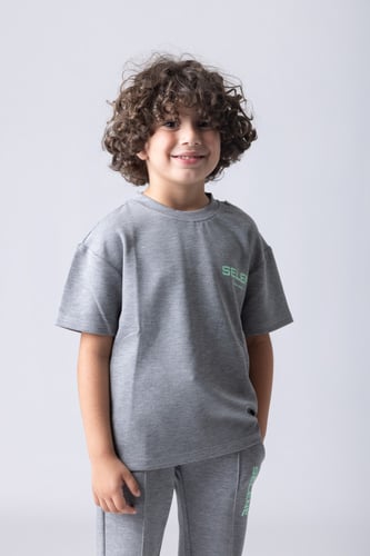 تيشيرت ليمتد أديشن بقصة واسعة للأطفال غراي