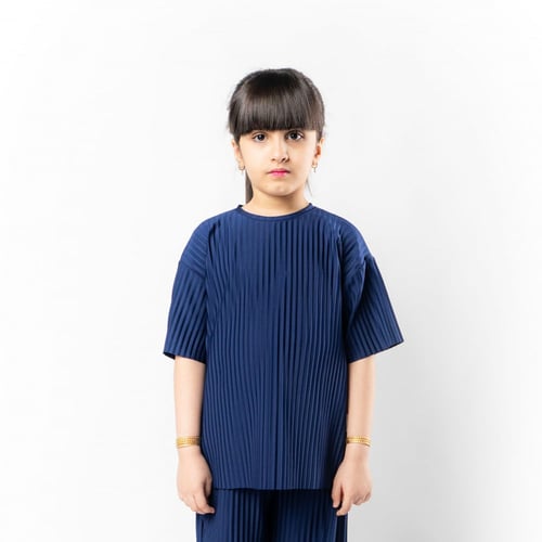 تيشرت واسع للأطفال للجنسين ازرق غامق