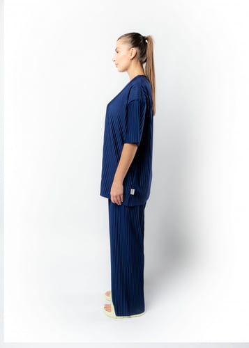 بنطلون واسع الساق للجنسين ازرق غامق