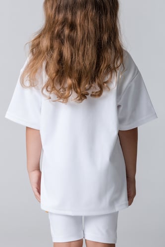 تيشيرت أواي للأطفال بقصة واسعة أبيض