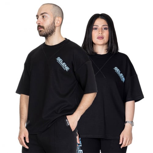 تيشيرت بشعار سيلين من الأمام للجنسين (اسود)