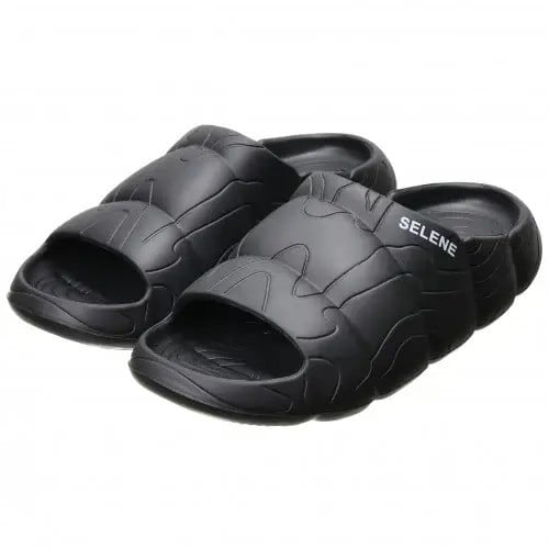 شبشب مفتوح من الأمام بنعل مطاطي مموج - اسود