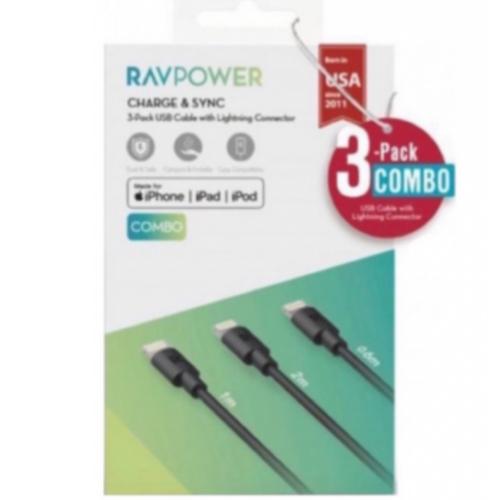 بكج 3 كيبل ايفون من راف باور