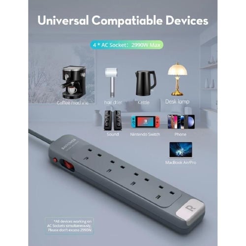 راف باور توصيلة بـ4 منافذ بقوة 2990 واط RP-PC1067...