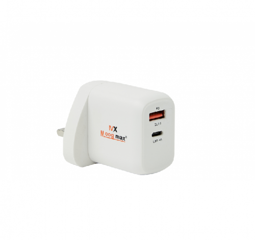 موج ماكس،شاحن جداري منفذين بقوة 18W منفذ PD و منفذ...