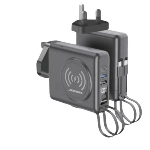 شاحن جداري 5 في 1 مع باور بانك لاسلكي 10الف